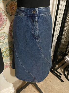 Liz Claiborne Dark Blue Denim A-Line Skirt Vintage Y2K